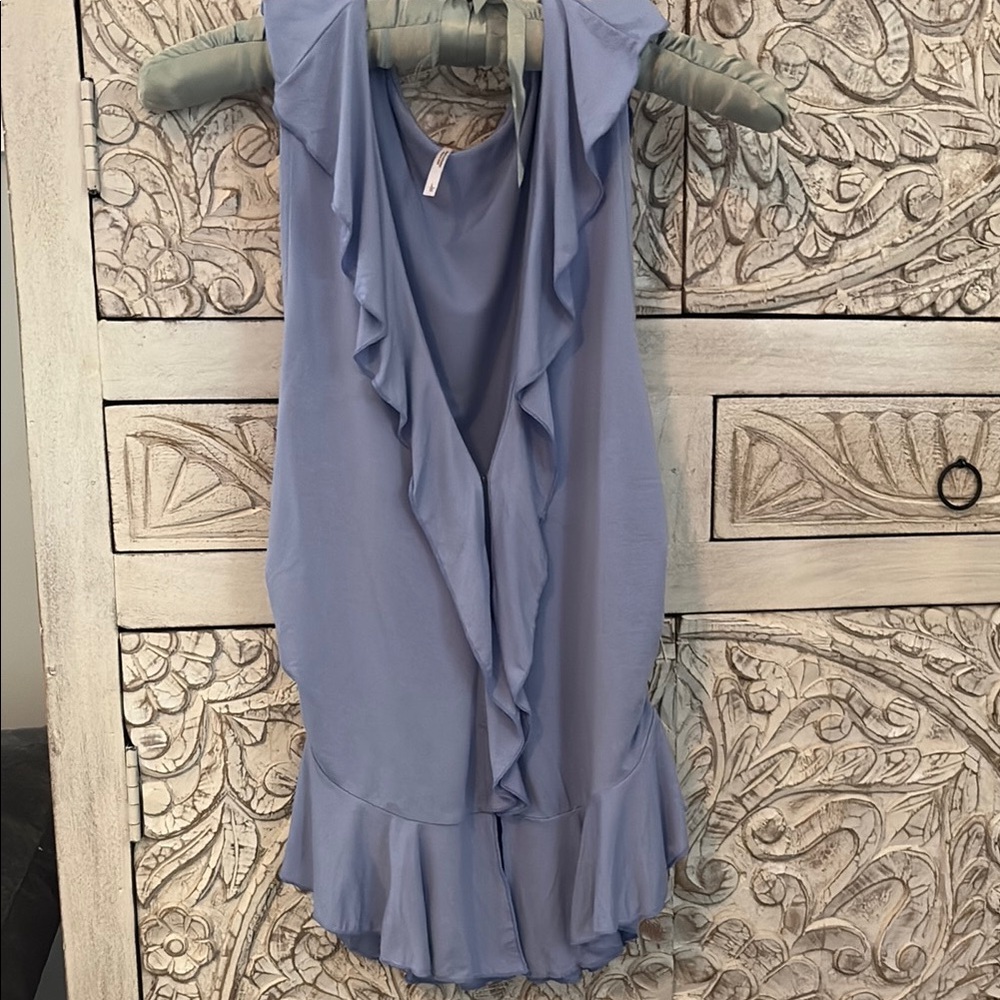 Free People Blue Ruffle Top